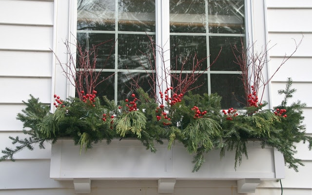 Evergreen boughs, dogwood and faux red berries -- The Impatient Gardener