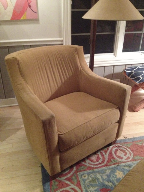 Mustard chair headed for reupholsterer -- The Impatient Gardener