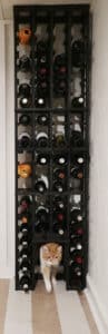 cat door in wine rack