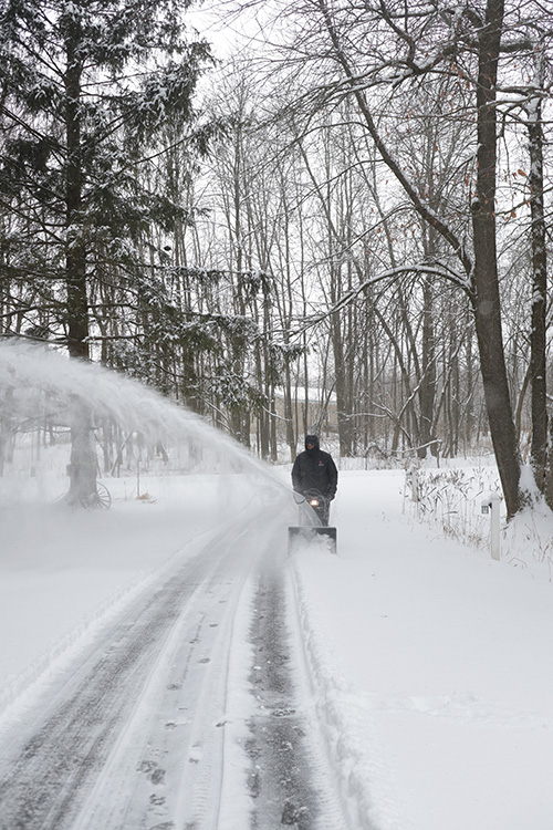 Snowblowing a long driveway