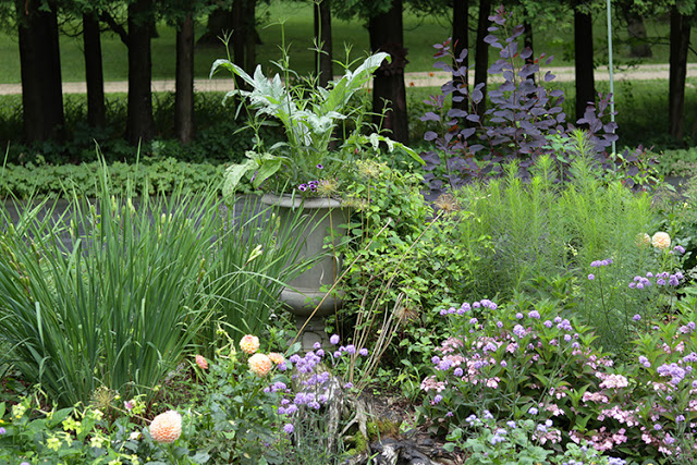 urn in garden