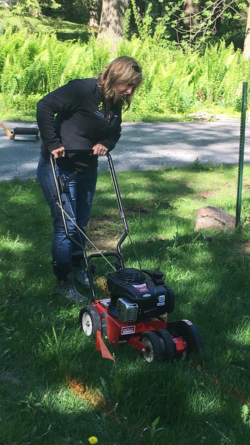 Cutting new bed with edger.