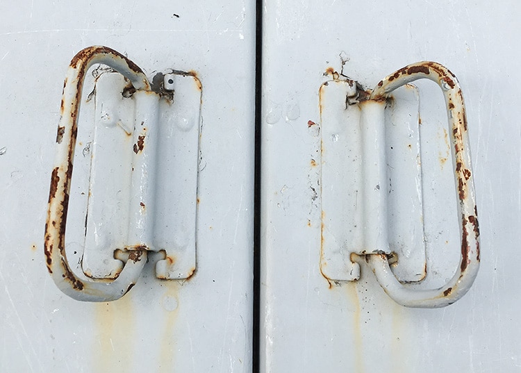 Rusty cellar door handles