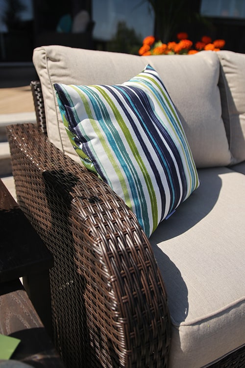 outdoor striped throw pillow