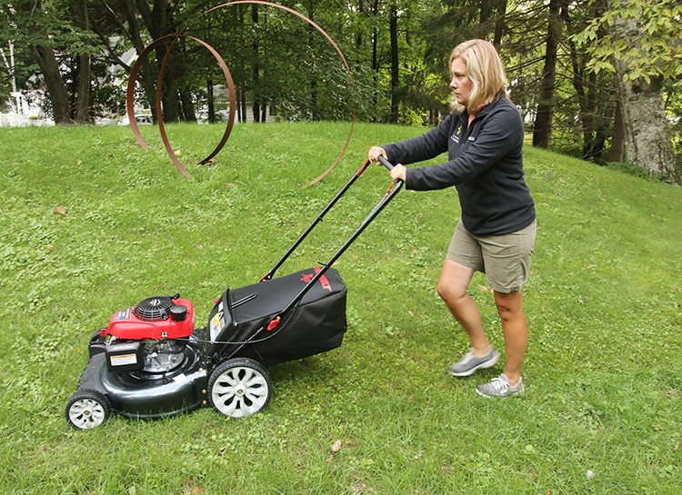 mowing with the TB130 lawn mower