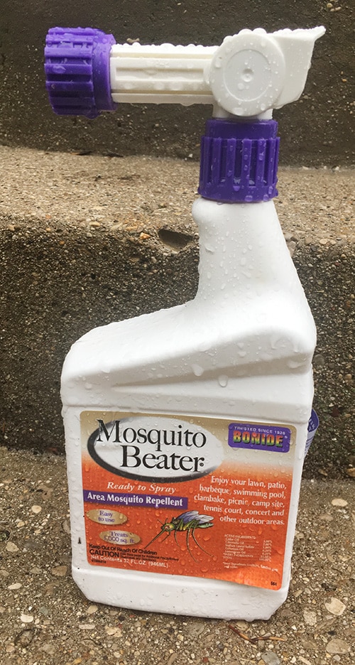 This is an-all natural mosquito repellent that you hook to your hose and spray with.