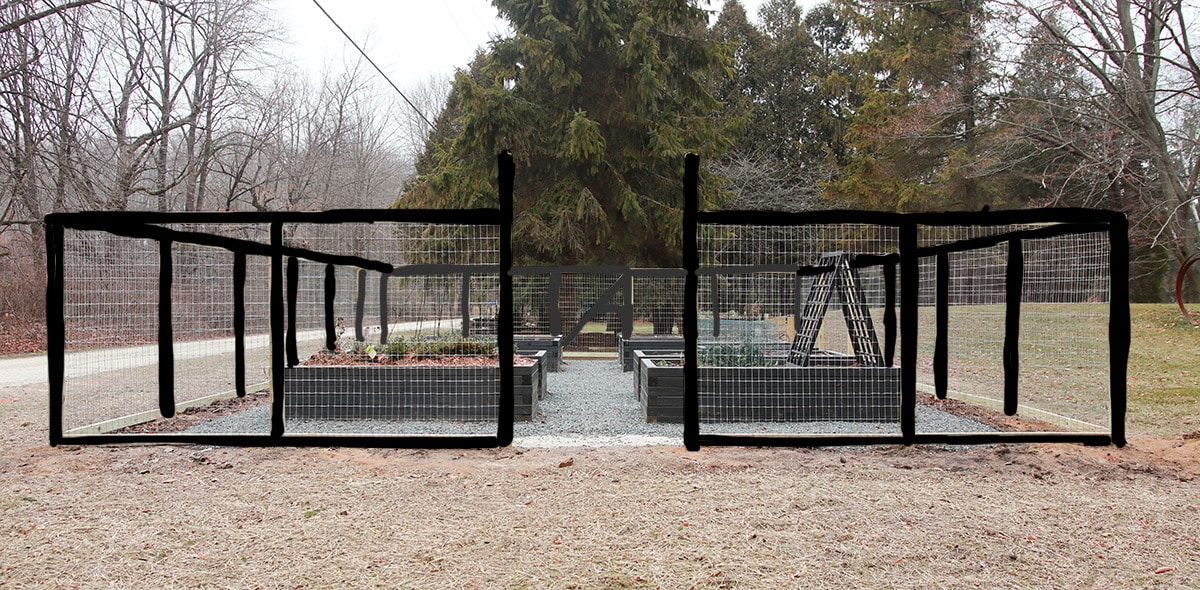 black fence mock-up