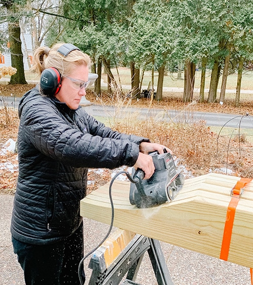 Use a belt sander to smooth cuts