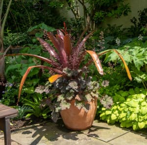 copper colored planter