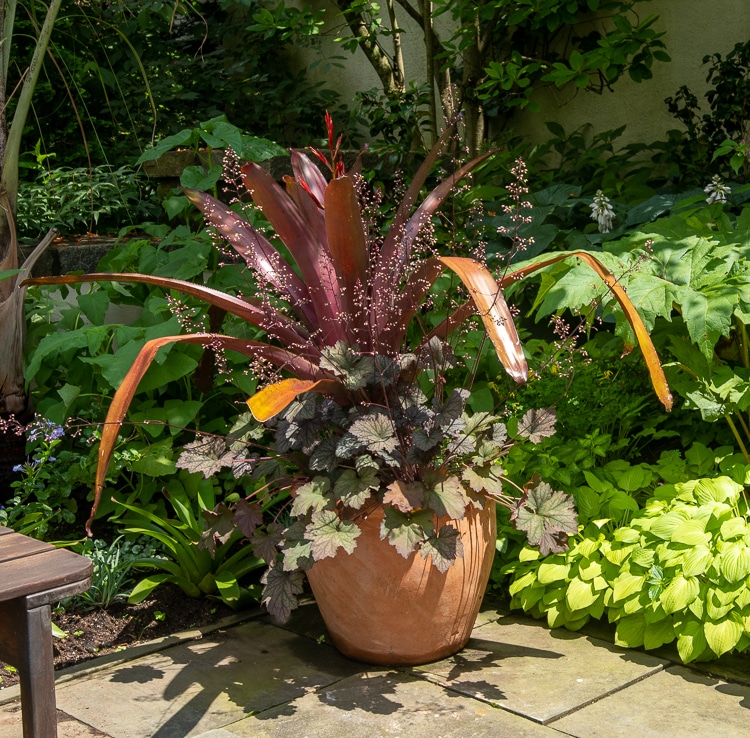 copper colored planter 