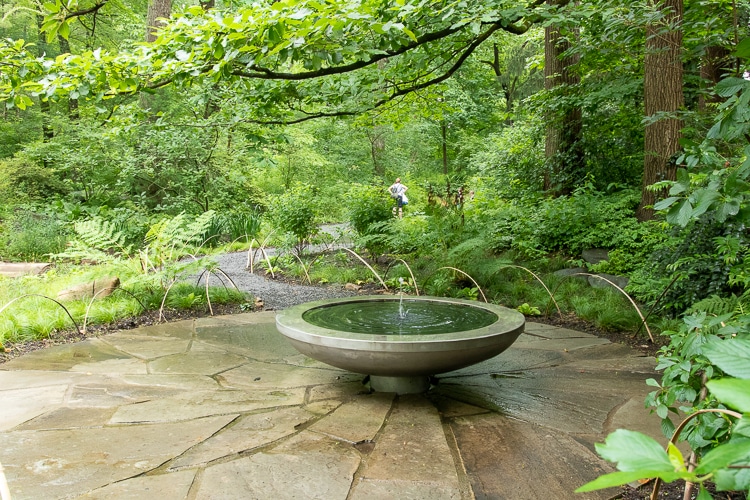 a lone fountain draws attention