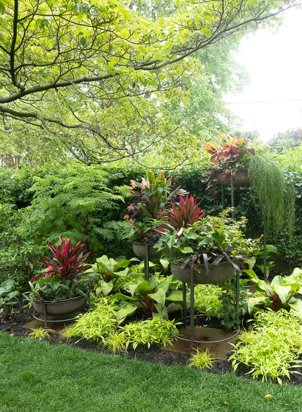 Planters in a garden