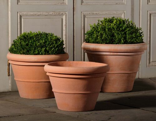 rolled rim terracotta pots