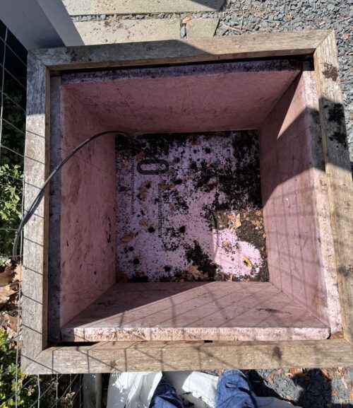 planter lined with insulation board